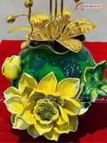  Quà Tặng Chậu Hoa Lan 3 cành mạ vàng 24K kích thước cao 37cm 