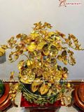  Quà Tặng Chậu Hoa Lan 9 cành đắp nổi mạ vàng 24K kích thước cao 62cm 