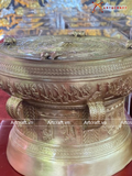  Quà Tặng Trống Đồng Đông Sơn đồng vàng hun nâu giả cổ hoa văn chìm đường kính 30cm 
