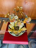  Quà Tặng Chậu Hoa Lan 3 cành mạ vàng 24K kích thước cao35cm 