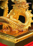  Quà Tặng Ấn Rồng bằng đồng vàng dát vàng 24K kích thước cao11cm 