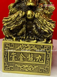  Quà Tặng Ấn Rồng bằng đồng vàng màu hun nâu giả cổ kích thước 17,5x10cm 