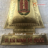  Quốc Huy An Ninh Tổ Quốc đồng vàng đường kính cao 100cm x ngang 60cm 