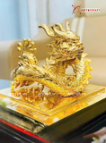  Quà Tặng Ấn Rồng bằng đồng vàng dát vàng 24K kích thước 12x12x14cm 