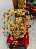  Quà Tặng Chậu Hoa Lan 5 cành mạ vàng 24K kích thước cao 56cm 