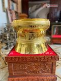  Quà Tặng Trống Đồng Đông Sơn đồng đỏ dát vàng 14K hoa văn chìm đường kính 25cm - đục tên theo yêu cầu 