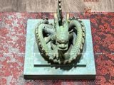  Quà Tặng Ấn Rồng bằng đồng vàng màu hun nâu giả cổ kích thước 13,5x12cm 