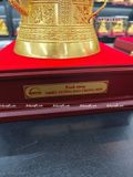  Quà Tặng Trống Đồng Đông Sơn đồng vàng dát vàng 14K hoa văn nổi đường kính 10cm 