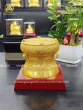  Quà Tặng Trống Đồng Đông Sơn đồng vàng dát vàng 14K hoa văn nổi đường kính 10cm 