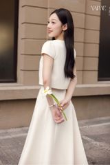 Set Áo Dáng Crop Tay Hến Phối Chân Váy Dài YAME YS747