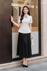 Áo Thiết Kế Cổ Sen Đính Nơ Đá YAME YA926