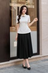 Áo Thiết Kế Cổ Sen Đính Nơ Đá YAME YA926