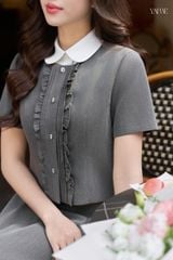 Áo Dáng Ngắn Phối Bèo Nhún Cộc Tay YAME YA921
