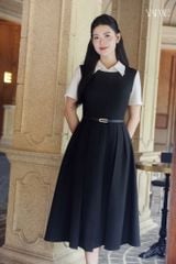 Váy Thiết Kế Cổ Sơ Mi Đính Đá Dáng Xòe YAME YV720