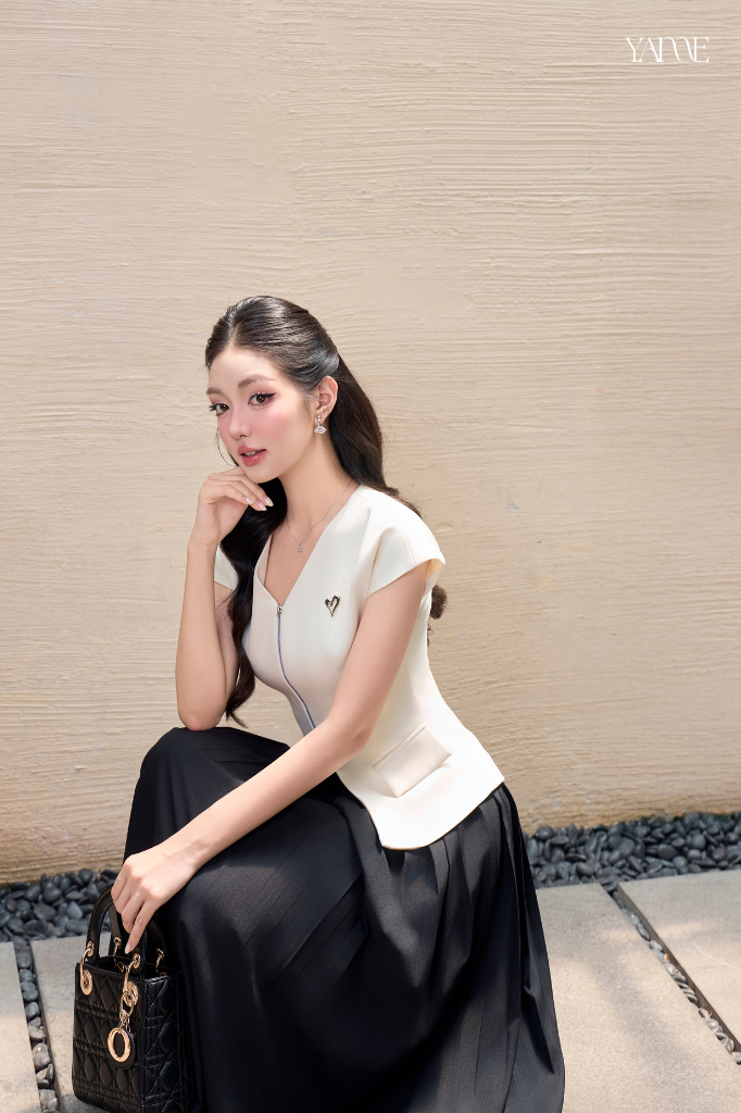 Áo Công Sở Phối Khoá Kéo YAME YA703
