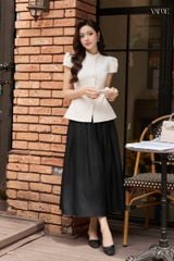 Áo Cổ Tàu Đính Đá Tay Hến Xếp Ly YAME YA925