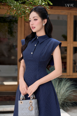 Váy Công Sở Hoạ Tiết Kẻ Sọc Phối Cúc Đính Đá YAME YV711