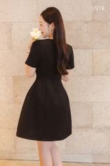 Váy Thiết Kế Ngắn Tay Tùng Bồng Cổ Đính Đá YAME YV745