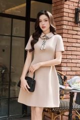 Váy Dáng A Ngắn Tay Kèm Tag Cổ Nơ  YAME YV922