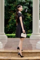 Váy Thiết Kế Cổ Sen Tay Vát Chiết Eo Dáng Xòe Ngắn Kèm Đai Bản To Sang Trọng YAME - Tessa YV716