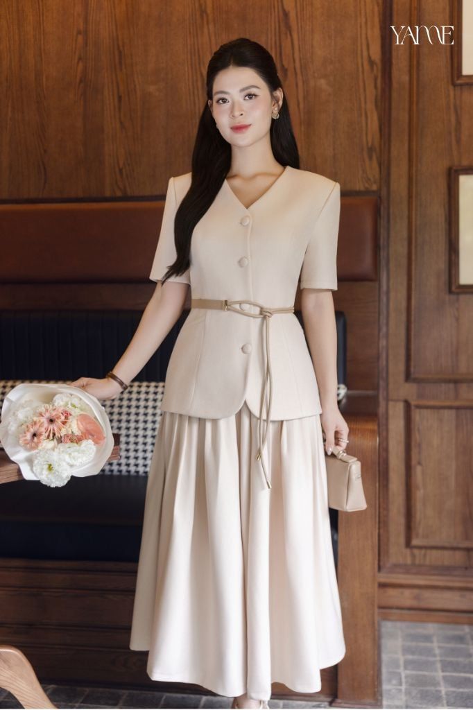 Blazer Đệm Vai Cổ V YAME YA748