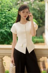 Áo Kem Cổ Tròn Cộc Tay Cách Điệu YAME YA717