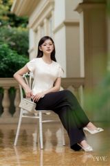 Áo Kem Cổ Tròn Cộc Tay Cách Điệu YAME YA717