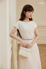 Váy Nữ Thiết Kế Dáng A Dài Tay Eo Đính Nơ YAME YV772