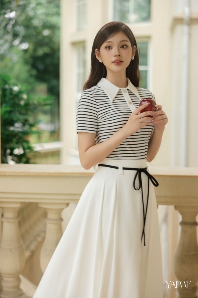 Chân Váy Xòe Xếp Ly Kèm Đai YCV736