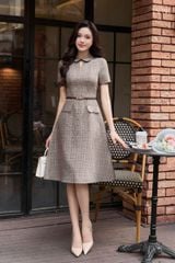 Váy Có Túi Thiết Kế Dáng A Cổ Sen Khoét Giọt Lệ YAME YV929