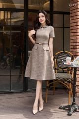 Váy Có Túi Thiết Kế Dáng A Cổ Sen Khoét Giọt Lệ YAME YV929
