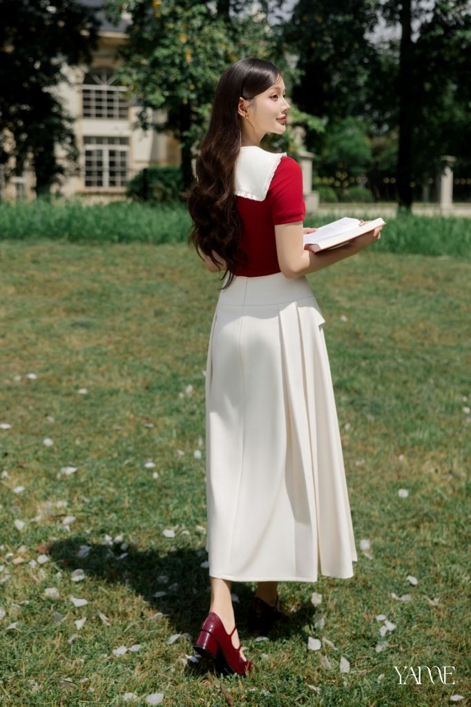 Chân Váy Xòe Dài Xếp Ly YAME YCV730