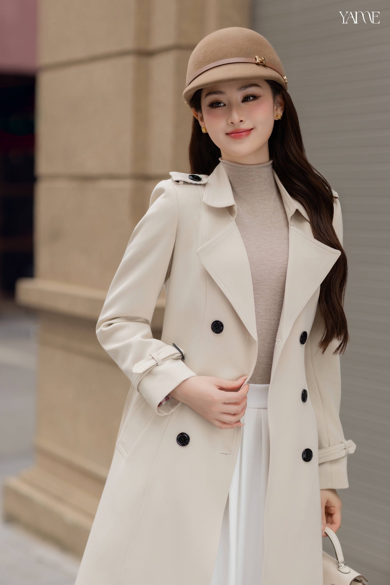 YAME - Áo Khoác Nữ Kaki Chéo Cổ Vest Kèm Đai Túi Hai Bên Nhiều Màu Sang Trọng, Thanh Lịch Épure YAK804