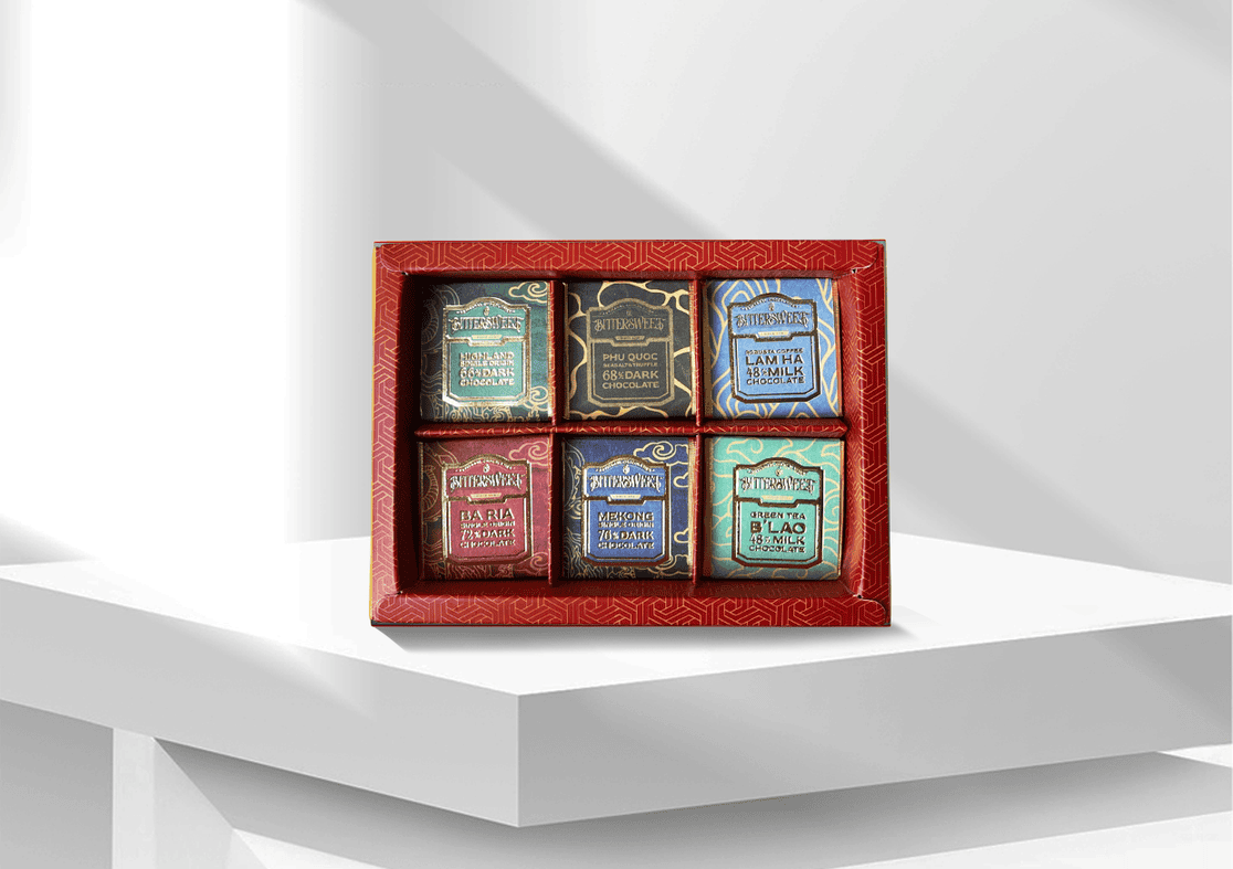 Hộp Socola Bittersweet THIỀU HOA 06gr - 06 viên