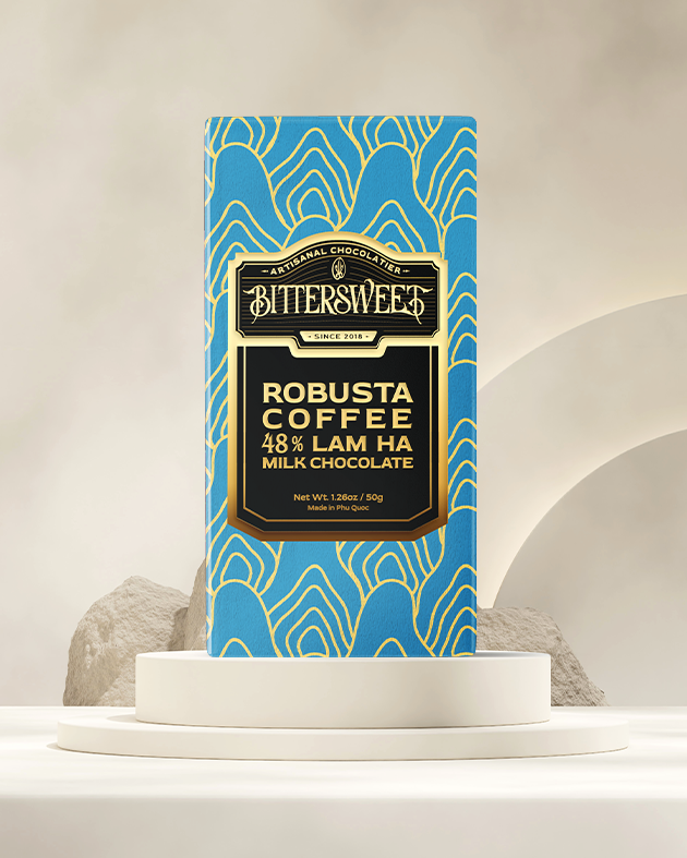 Socola Bittersweet nâu vị cà phê Lâm Hà 48%