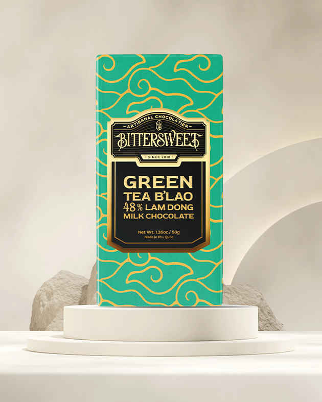 Socola Bittersweet nâu vị trà xanh Bảo Lộc 48%