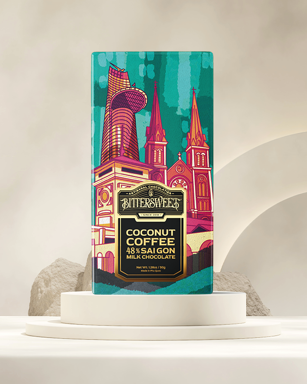 Socola Bittersweet nâu vị Sài Gòn cà phê sữa dừa 48%