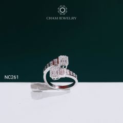Nhẫn NC261 CHAM JEWELRY, Nhẫn Full Nửa Hàng Đá Moissanite (Barcode NNU317)