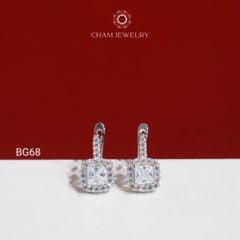 Hoa Tai BG68 CHAM JEWELRY, Hoa Tai Khóa Gài Chủ Vuông 4.0mm (Barcode TBG1119)