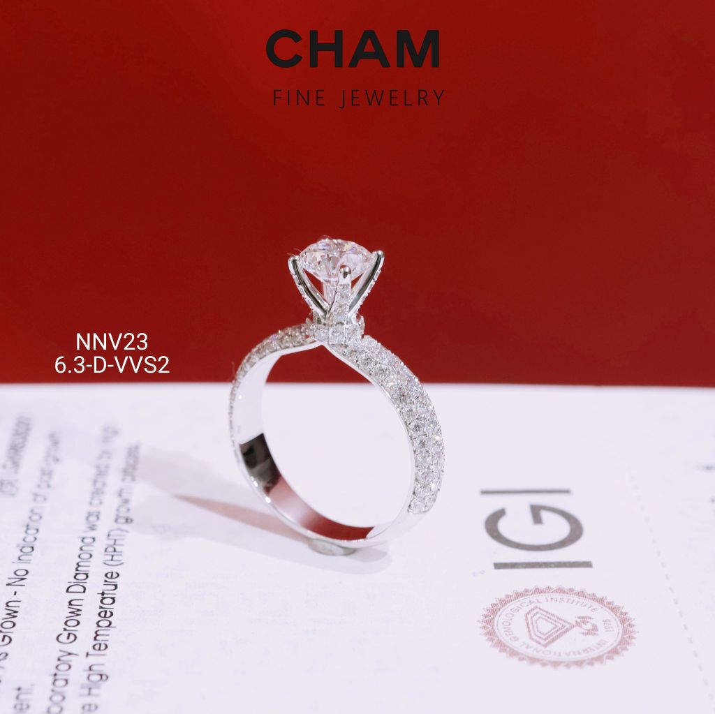 Nhẫn Nữ NNV23 Chủ 6.3mm D VVS2 Vàng 10k Kim Cương Lab Grown Diamond