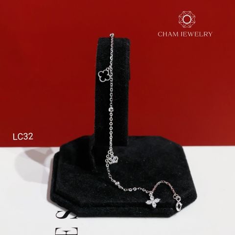 Lắc Chân LC32 CHAM JEWELRY, Lắc Chân Charm Cỏ 4 Lá Đen (Barcode CTNC96) .