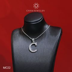 Mặt Dây Chuyền MC22 CHAM JEWELRY , Mặt Chữ C Full Moissanite Cao Cấp (Barcode OM61).
