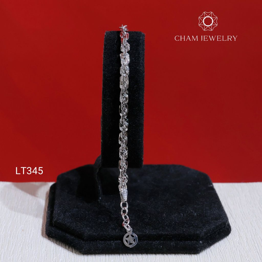 Lắc Tay LT345 CHAM JEWELRY , Xoắn Vuông 4.0mm Charm Ngôi Sao (Barcode TLBC793).