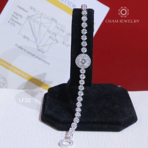 Lắc Tay LF20 CHAM JEWELRY, Lắc Tay Full Moissanite Cao Cấp Chủ 6.5mm (Barcode OLT10)