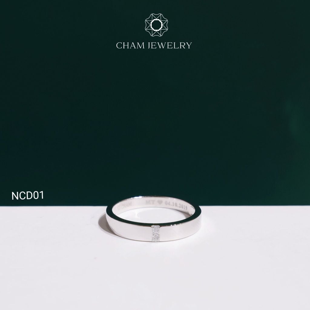 Nhẫn Cặp NCD01 CHAM JEWELRY, Đá  Moissanite Full C&C (Barcode OCNC01)