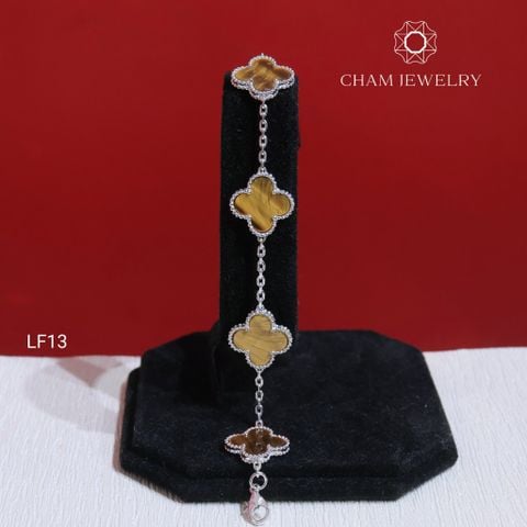 Lắc Tay LF13 CHAM JEWELRY, Lắc 4 Lá Hổ Phách Bản 13.0mm.