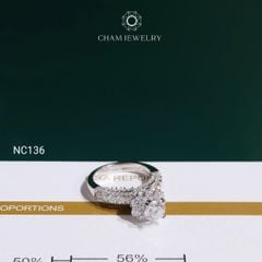 Nhẫn NC136 CHAM JEWELRY, Full Đá Moissanite, Chủ 6.3mm (Barcode OCNN01).