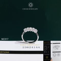 Nhẫn NC317 CHAM JEWELRY, Nhẫn Kiểu 5 Viên Chủ Đá Moissanite C&C 3.0mm (Barcode OCNN161)