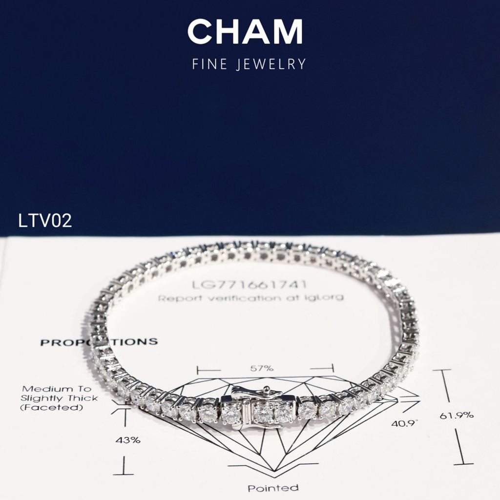 Lắc Tay LTV02 Vàng 10k 3.0mm Kim cương Lab-grown (Barcode CLTV01)