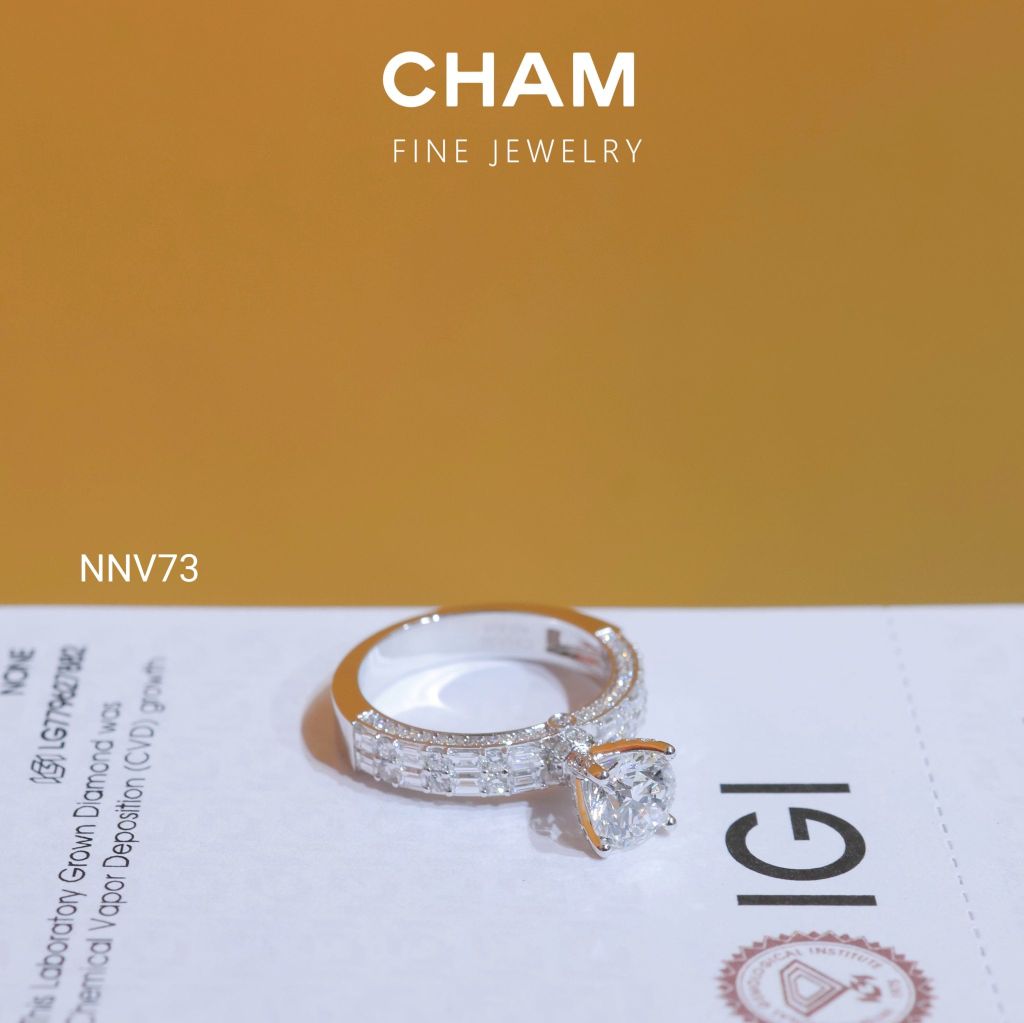 Nhẫn Nữ NNV73 Vàng 10k Chủ 6.3 Kim Cương Lab Grown Diamond